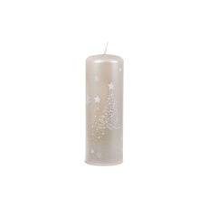 Svíčka vánoční Snowing Pillar 70 x 200 mm - stříbrná