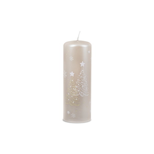 Svíčka vánoční Snowing Pillar 70 x 200 mm - stříbrná