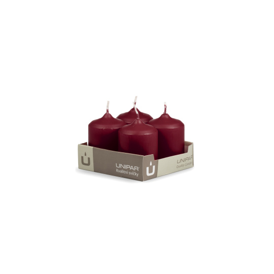 Svíčka adventní -  MAT N38 Cylinder 40x60 mm - 4 ks bordo