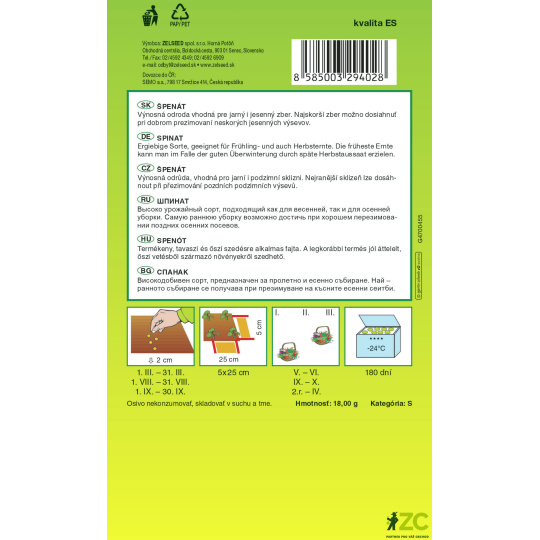 Zelseed Špenát jarní - Neptun 18g