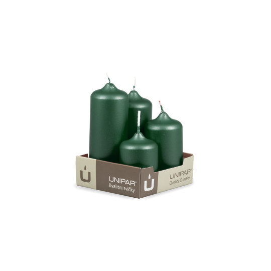 Svíčka adventní -  METAL M133 Cylinder Cascada -  4 ks zelená