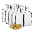 Láhev placatka 200 ml skleněná s uzávěrem (10ks)