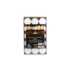Svíčka čajová 4,5 hodiny 40x15 mm - bílá (30 ks) Svíčka čajová 4,5 hodiny 40x15 mm - bílá (30 ks)