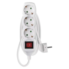 Prodlužovací kabel 1,5 m / 3 zásuvky / s vypínačem / bílý / PVC / 1,5 mm2 Prodlužovací kabel 1,5 m / 3 zásuvky / s vypínačem / bílý / PVC / 1,5 mm2