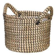 Košík z mořské trávy 514 černá 26 - s fóliovou vložkou a úchyty