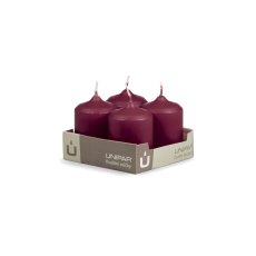 Svíčka adventní -  MAT N147 Cylinder 50x70 mm - 4 ks vínová
