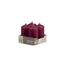 Svíčka adventní -  MAT N147 Cylinder 40x80 mm - 4 ks vínová