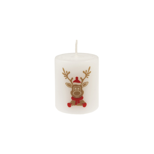 Svíčka vánoční Reindeer Pillar 50x60 mm - bílá