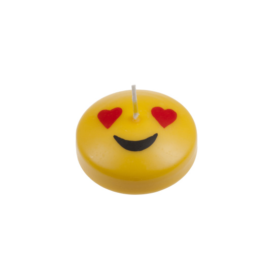 Svíčka Smiley Love 70x25 mm - žlutá