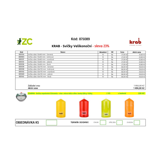 KD Displej - Krab - svíčky velikonoční