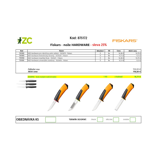 EUR KD Displej - Fiskars nože Hardware