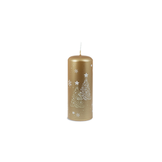 Svíčka vánoční Snowing Pillar 60 x 150 mm  - zlatá metalíza