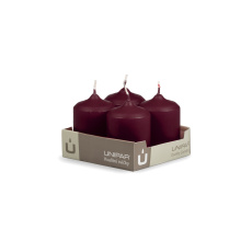 Svíčka adventní - MAT N48 Cylinder 50x70 mm - 4 ks vínová Svíčka adventní - MAT N48 Cylinder 50x70 mm - 4 ks vínová