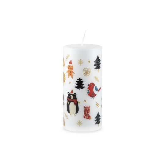 Svíčka vánoční Cute Xmas Pillar 70x150 mm- bílá