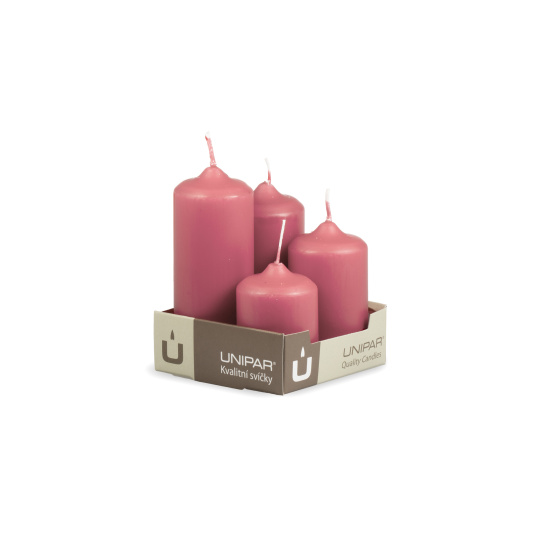 Svíčka adventní -  MAT N33 Cylinder Cascada - 4 ks růžová