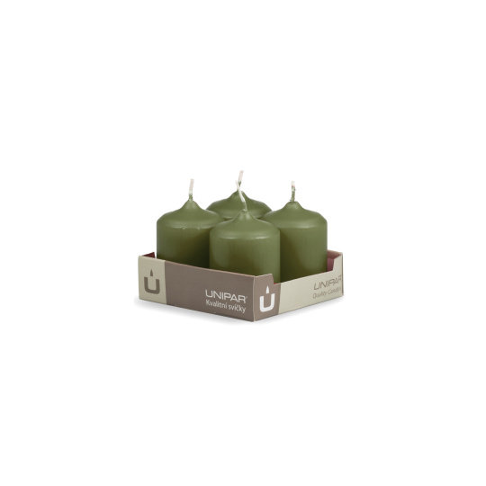 Svíčka adventní -  MAT N86 Cylinder 40x60 mm - 4 ks zelená