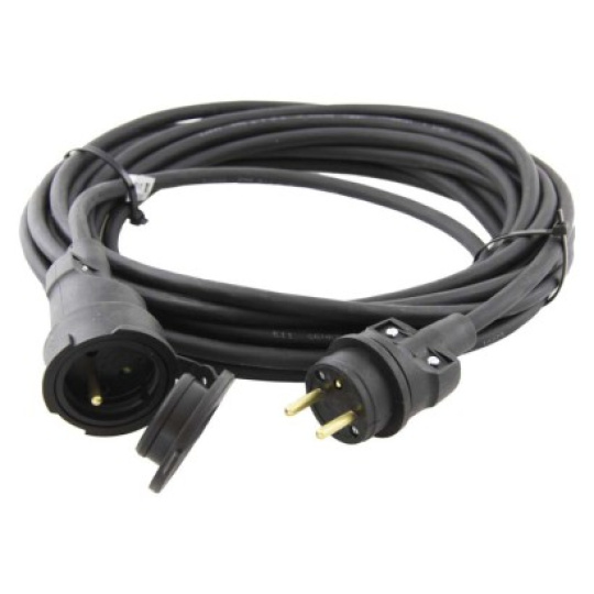 Venkovní prodlužovací kabel 10 m / 1 zásuvka / černý / guma / 230 V / 1,5 mm2