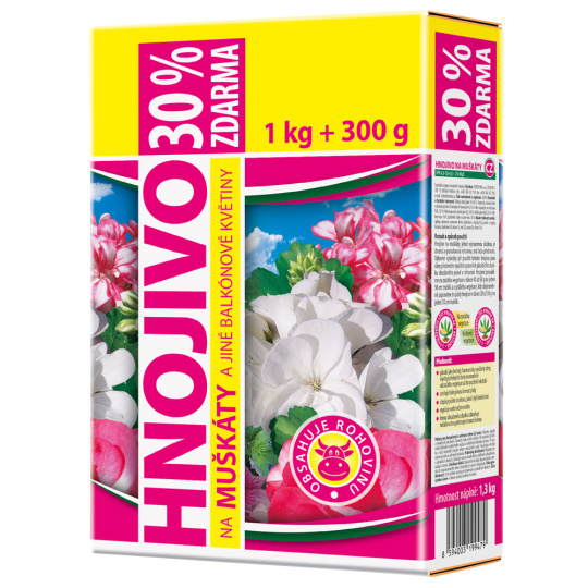 Hnojivo na muškáty a jiné balkónové rostliny STANDARD - 1 kg + 30 % zdarma