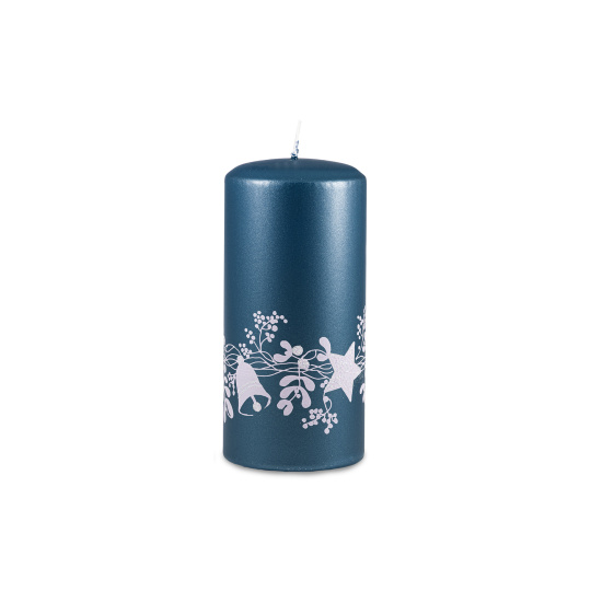 Svíčka vánoční Festive Flare Pillar 70 x 150 mm - modrá metalíza