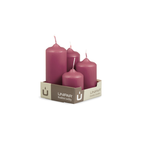 Svíčka adventní -  MAT N44 Cylinder Cascada - 4 ks růžová