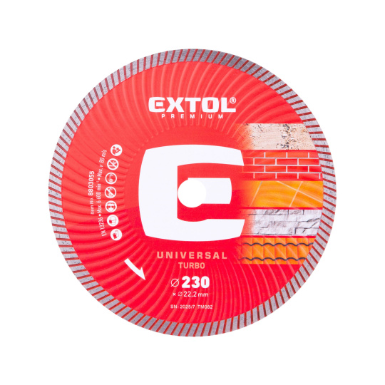 kotouč diamantový řezný, turbo - suché i mokré řezání, O 230x22,2x2,6mm