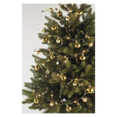 LED vánoční girlanda – zlaté koule s hvězdami, 1,9 m, 2x AA, vnitřní, teplá bílá, časovač