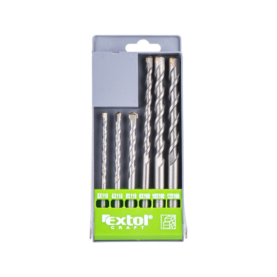 POŠK. PLAST vrtáky příklepové do betonu, sada 6ks, O 5-6-8x110mm, 8-10-12x160mm, SK