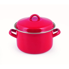 BANQUET Hrnec smaltovaný MILTON Red 24 cm, 5,9 l, s poklicí BANQUET Hrnec smaltovaný MILTON Red 24 cm, 5,9 l, s poklicí