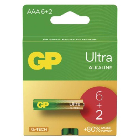 Alkalická baterie GP Ultra AAA (LR03) - 8ks