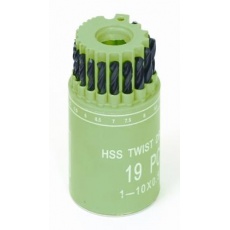 Sada HSS vrtáků 1-10mm (po 0. 5mm) 19ks válec-plast Sada HSS vrtáků 1-10mm (po 0. 5mm) 19ks válec-plast