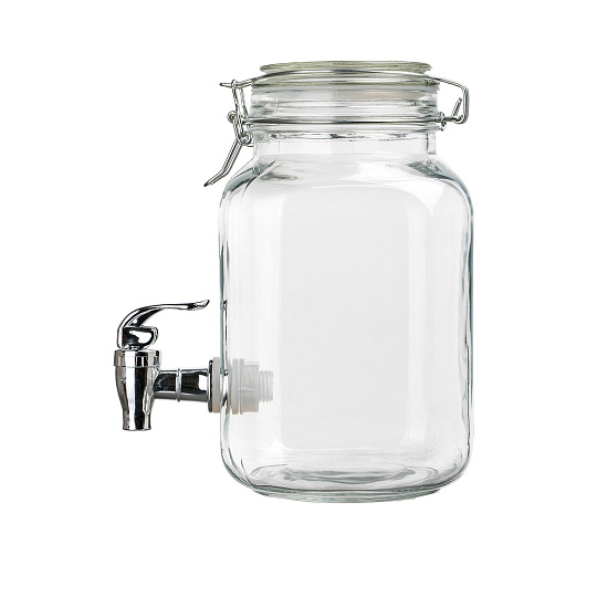 Láhev 2200 ml skleněná s kohoutkem, víčko s pákovým uzávěrem
