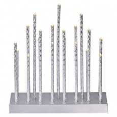 LED svícen stříbrný, 28,5 cm, 3x AA, vnitřní, teplá bílá, časovač LED svícen stříbrný, 28,5 cm, 3x AA, vnitřní, teplá bílá, časovač