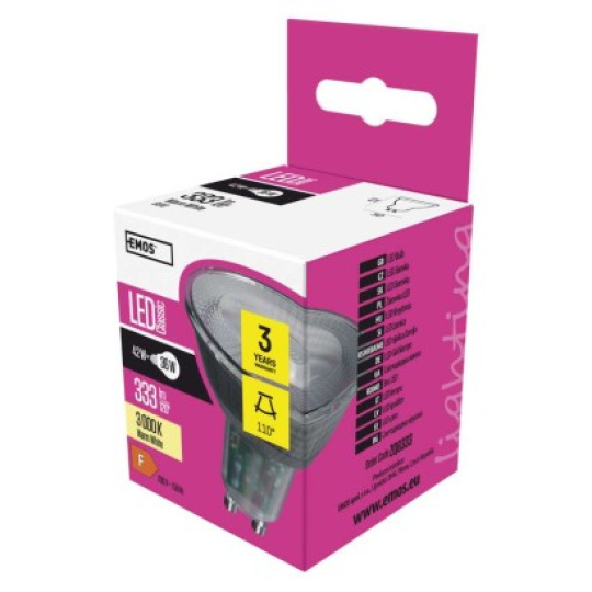LED žárovka Classic MR16 / GU10 / 4,2 W (36 W) / 333 lm / teplá bílá