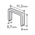 spony, balení 1000ks, 6mm, 11,3x0,52x0,70mm