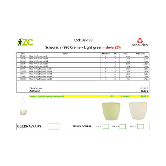 EUR KD Displej - Scheurich - 920 Creme + Light green