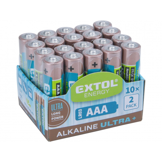 baterie alkalické, 20ks, 1,5V AAA (LR03)