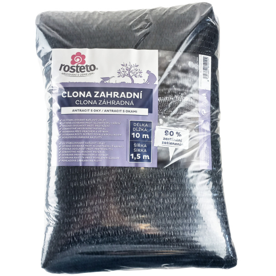 Clona zahradní 90% Rosteto - 10x1,5 m antracit s oky