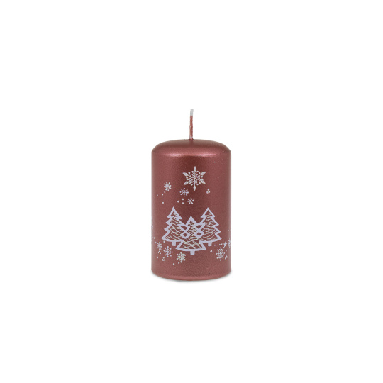 Svíčka vánoční Winter Forest Pillar 60 x 100 mm - hnědo-růžová