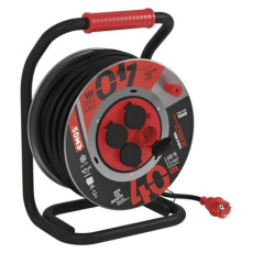 Venkovní prodlužovací kabel na bubnu 40 m / 4 zás. / černý / guma-neopren / 230V / 2,5 mm2 Venkovní prodlužovací kabel na bubnu 40 m / 4 zás. / černý / guma-neopren / 230V / 2,5 mm2