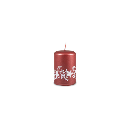 Svíčka vánoční Festive Flare Pillar 50 x 75 mm - červená metalíza