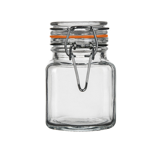 Dóza hermetická 100 ml, hranatá, skl. s patentním uzávěrem Lina