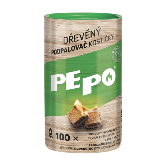 PE-PO podpalovač dřevěný kostičky - 100 ks