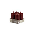 Svíčka adventní -  METAL M47 Cylinder 40x80 mm -  4 ks bordo