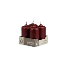 Svíčka adventní -  METAL M47 Cylinder 40x80 mm -  4 ks bordo
