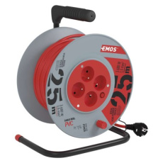Prodlužovací kabel na bubnu 25 m / 4 zásuvky / červený / PVC / 230 V / 1,5 mm2 Prodlužovací kabel na bubnu 25 m / 4 zásuvky / červený / PVC / 230 V / 1,5 mm2