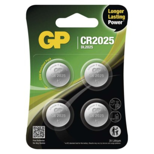 Lithiová knoflíková baterie GP CR2025 - 4ks