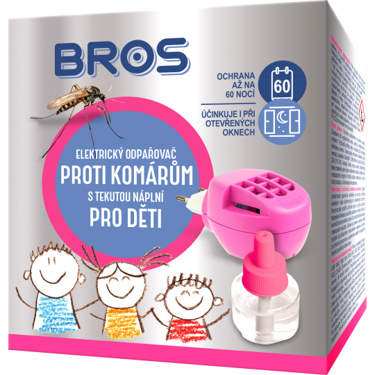 BROS – elektrický odpařovač proti komárům s tekutou náplní, pro děti