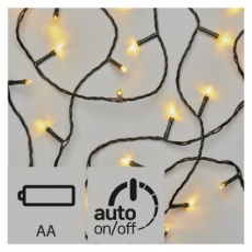 LED vánoční řetěz, 3× AA, venkovní, 8,4m, teplá b., časovač LED vánoční řetěz, 3× AA, venkovní, 8,4m, teplá b., časovač