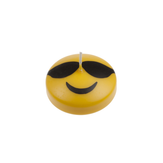 Svíčka Smiley Glasses 70x25 mm - žlutá