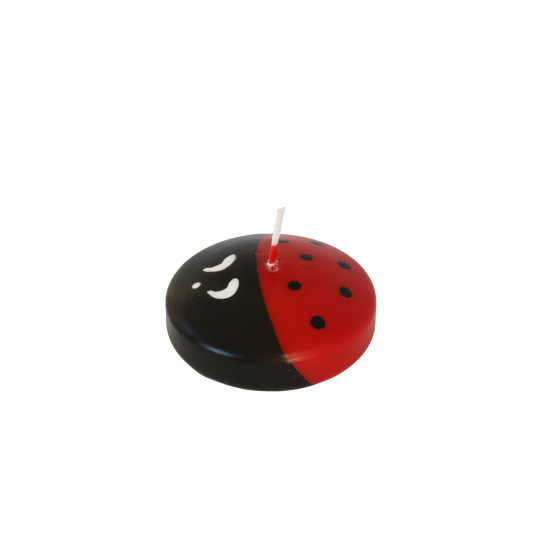Svíčka plovoucí Ladybird 70x25 mm - červenočerná